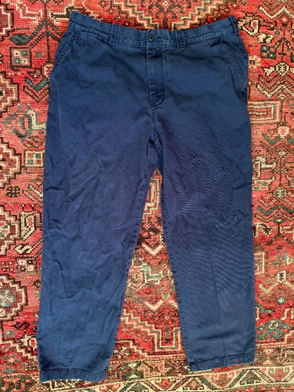 J.Crew Garment Dyed Canvas Wide Fit Trousers in Navy, 38x32